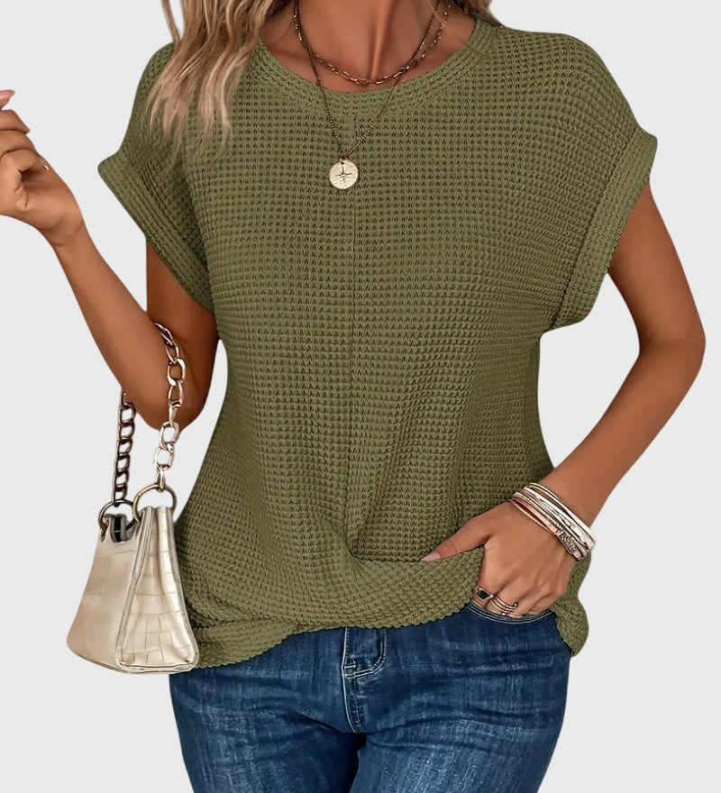 Grace - Elegant Blouse with Crew Neck