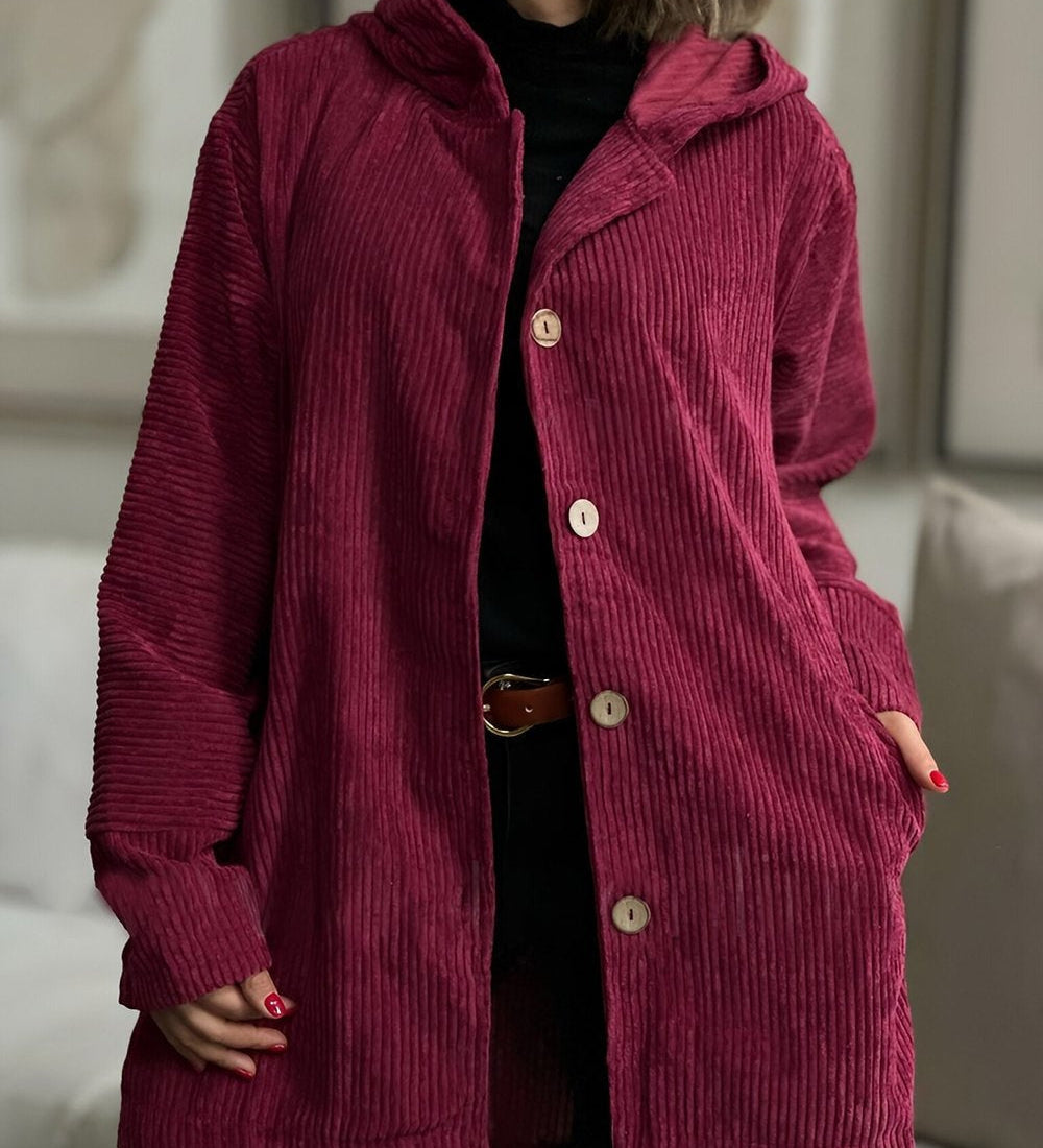 Abigail - Corduroy Hooded Cardigan