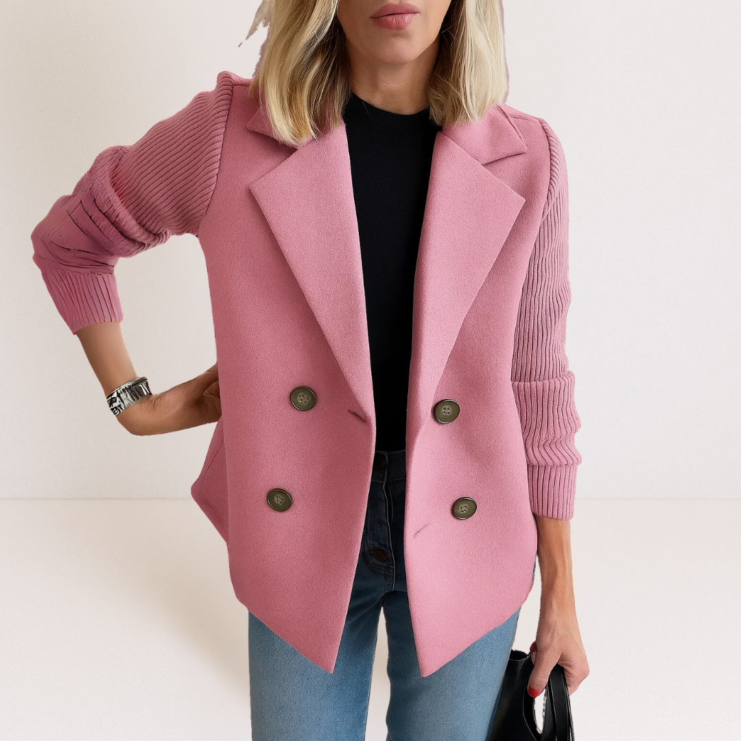 Marta - Elegant Coat with Knit Sleeves