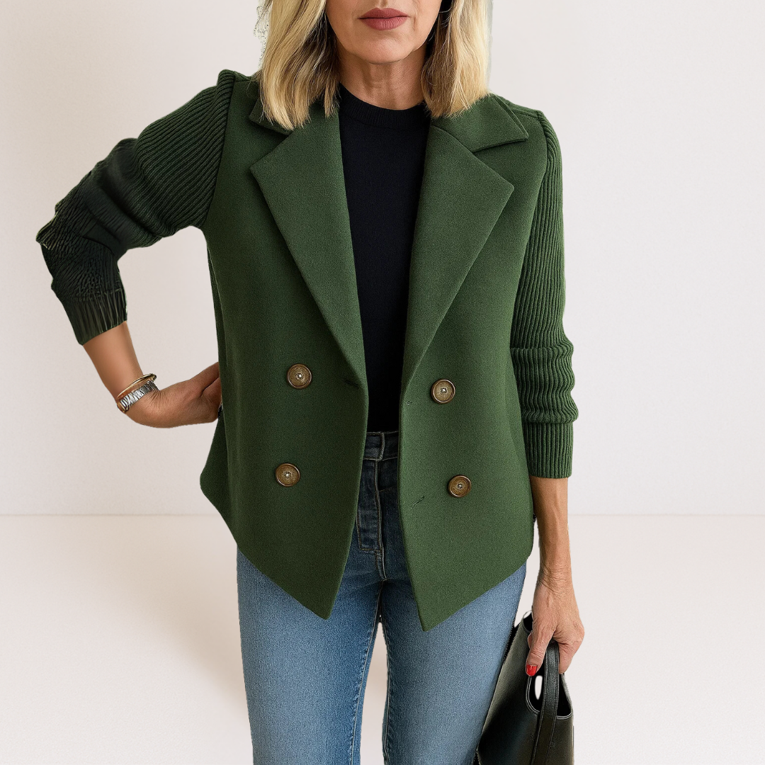 Marta - Elegant Coat with Knit Sleeves