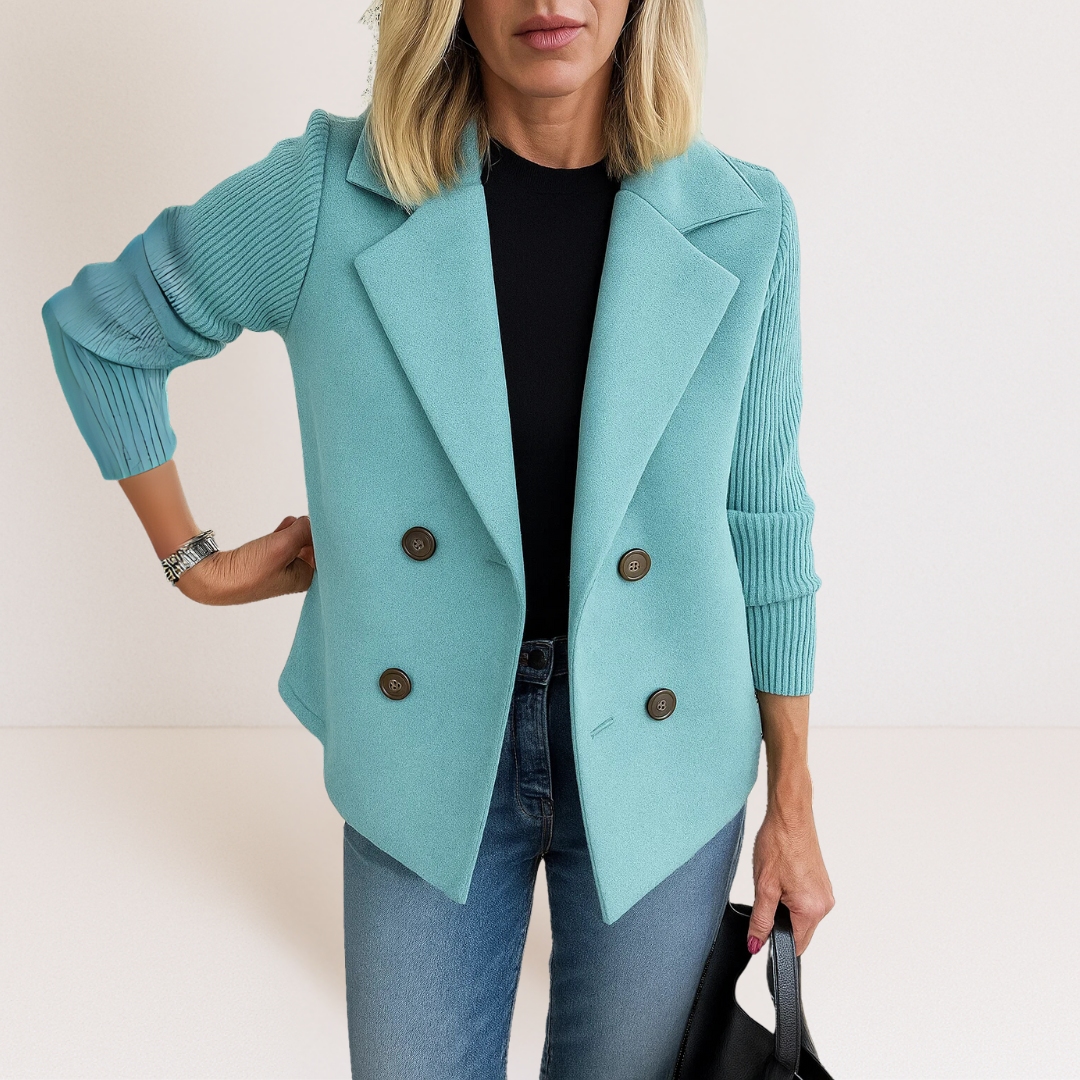 Marta - Elegant Coat with Knit Sleeves