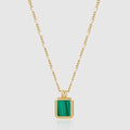 Malachite Pendant with Beaded Gold Chain