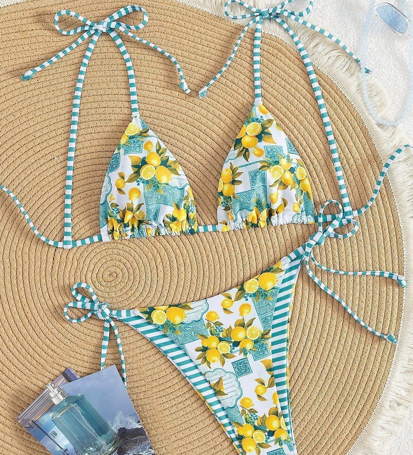 Candace - Lemon Print Triangle Bikini
