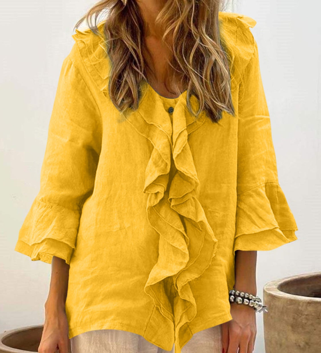 AUDREY - Women Chic Bell Sleeve Ruffle Top