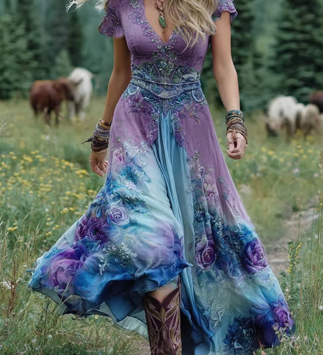 Holly - Short Maxi Floral Dress