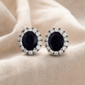 Oval White Sapphire Stud Earrings