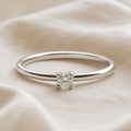 White Gold Square Crystal Ring