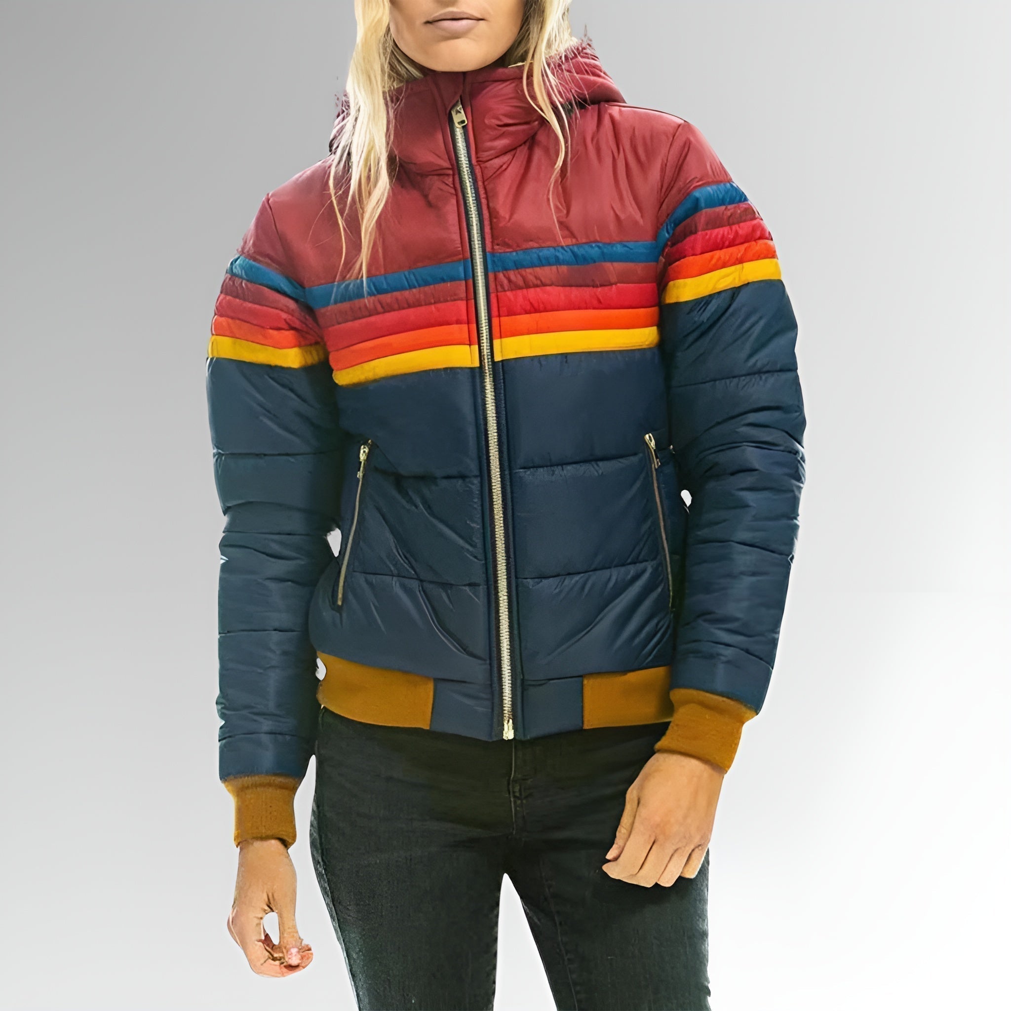 Chloe - Zip-Up Jacket with Rainbow Stripes