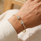 Two Stone Gold Open Cuff Bracelet