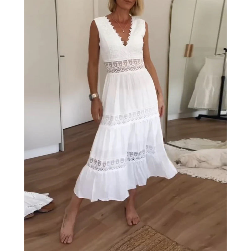 Juniper - Handcrafted Lace Dress with V-Neckline