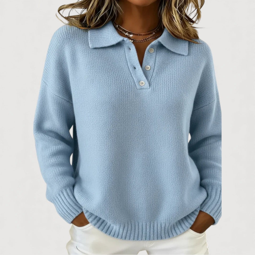 Tara - Cozy Collared Knit Sweater