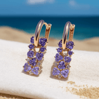 Pearl Earrings With Lilac Stones