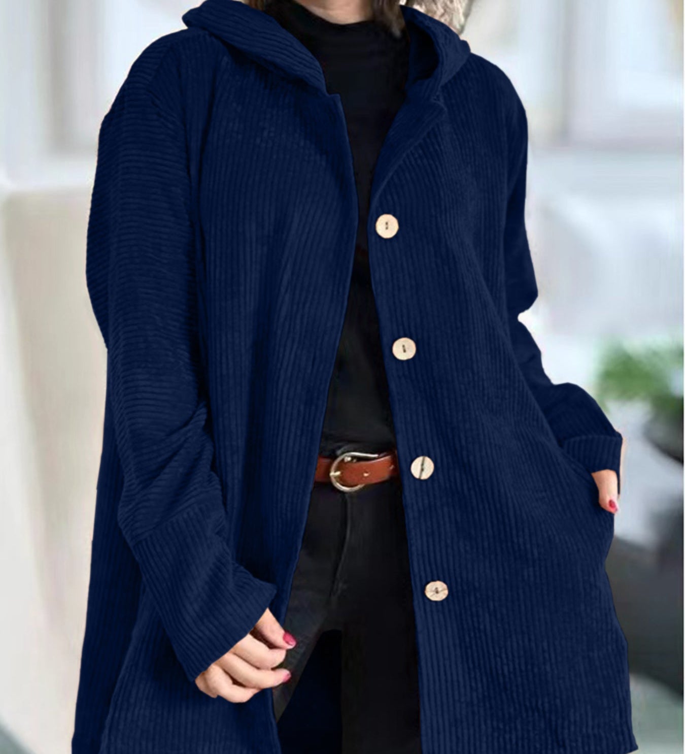 Abigail - Corduroy Hooded Cardigan