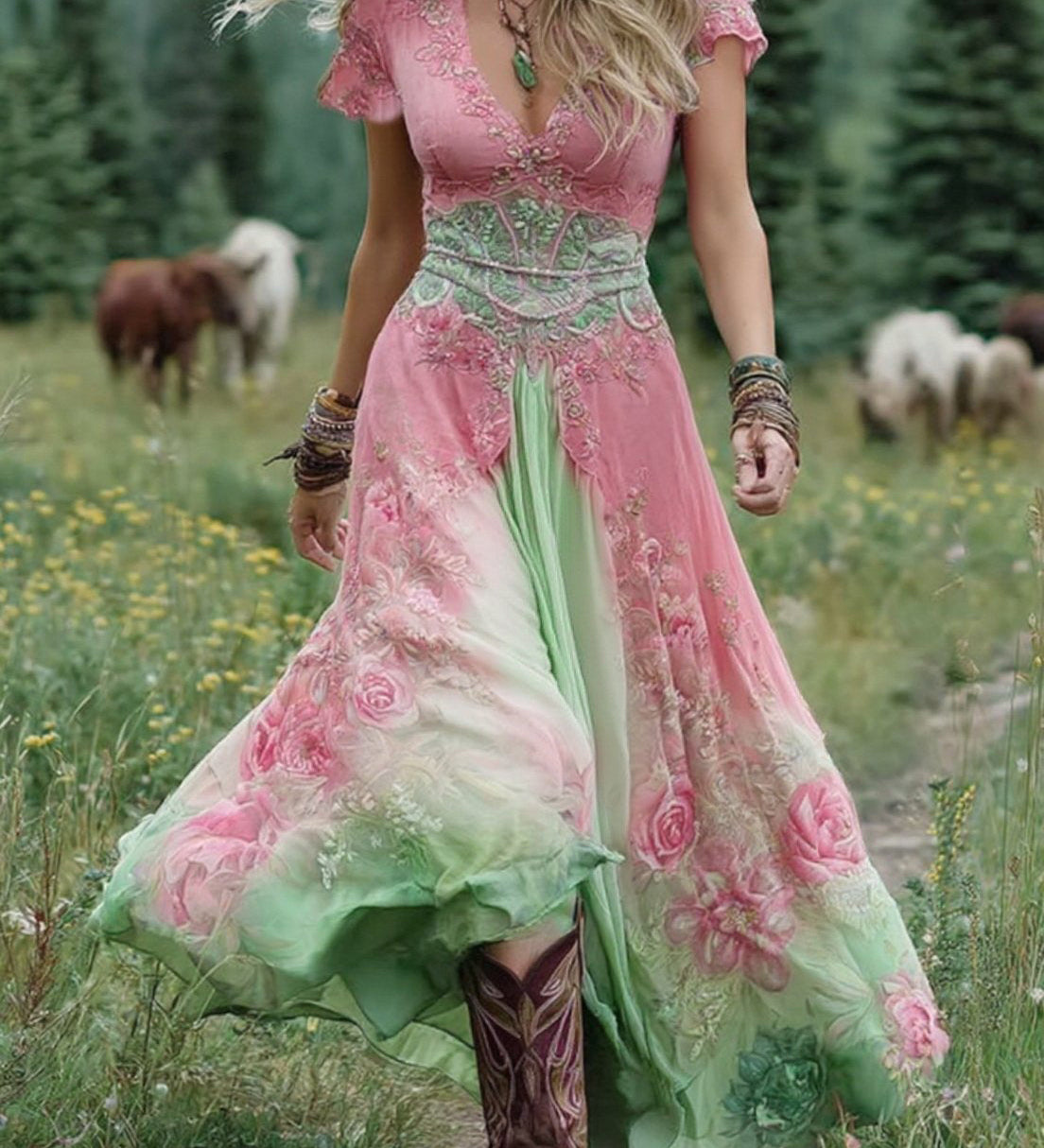 Holly - Short Maxi Floral Dress