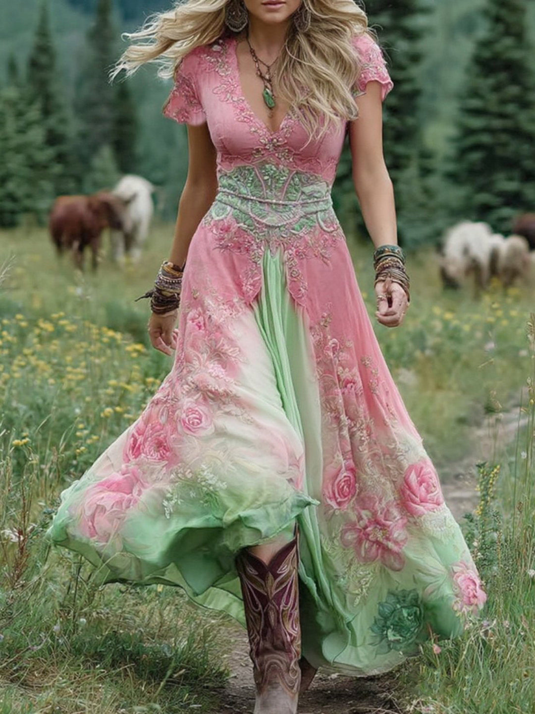 Holly - Short Maxi Floral Dress