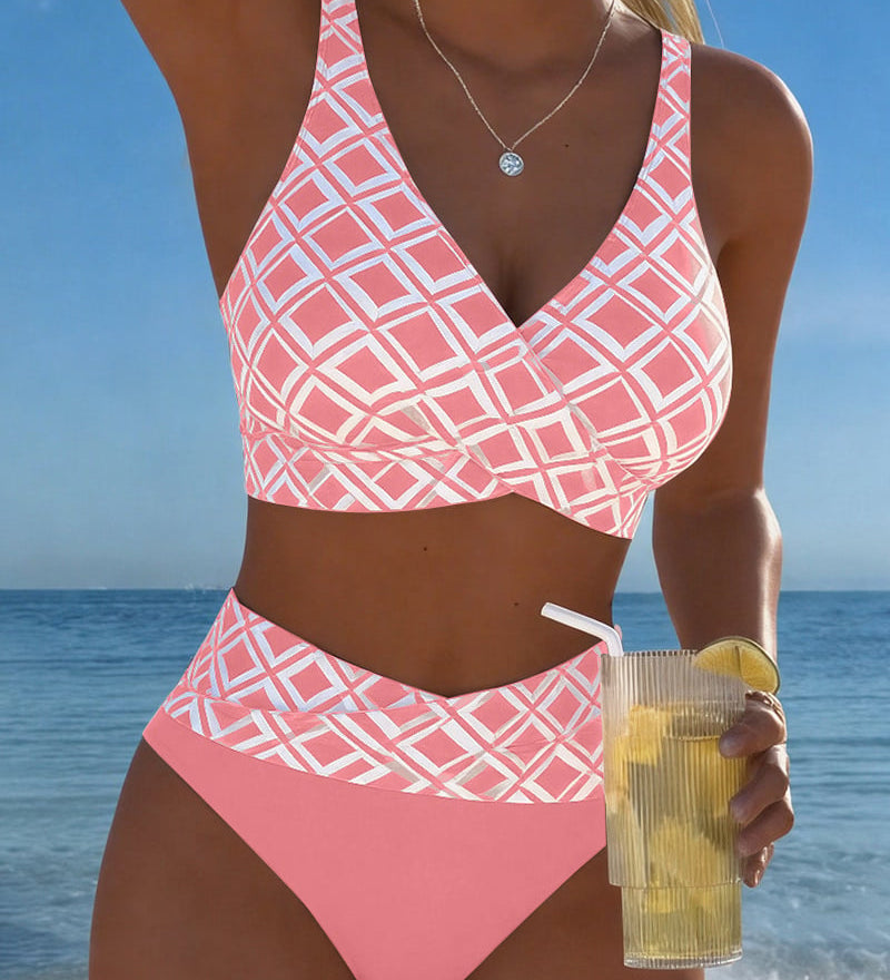 Fiona - Two-Piece Bikini with Cut-Out Bra and Diamond Pattern