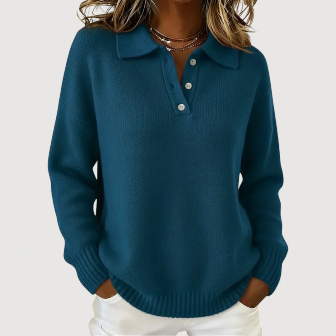 Tara - Cozy Collared Knit Sweater