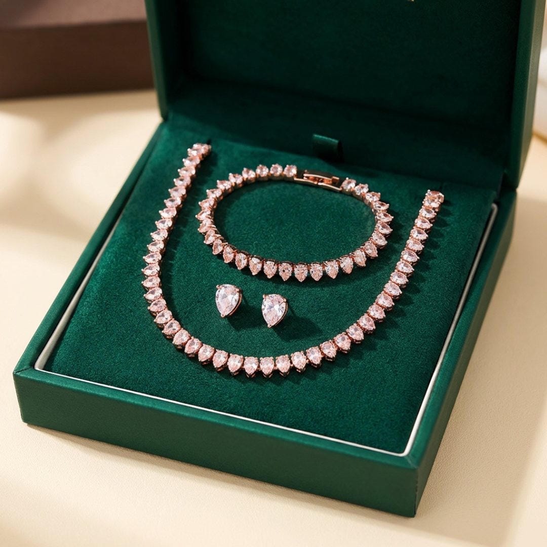 Gorgeous Clear Round Cubic Zirconia Bridal Full Set