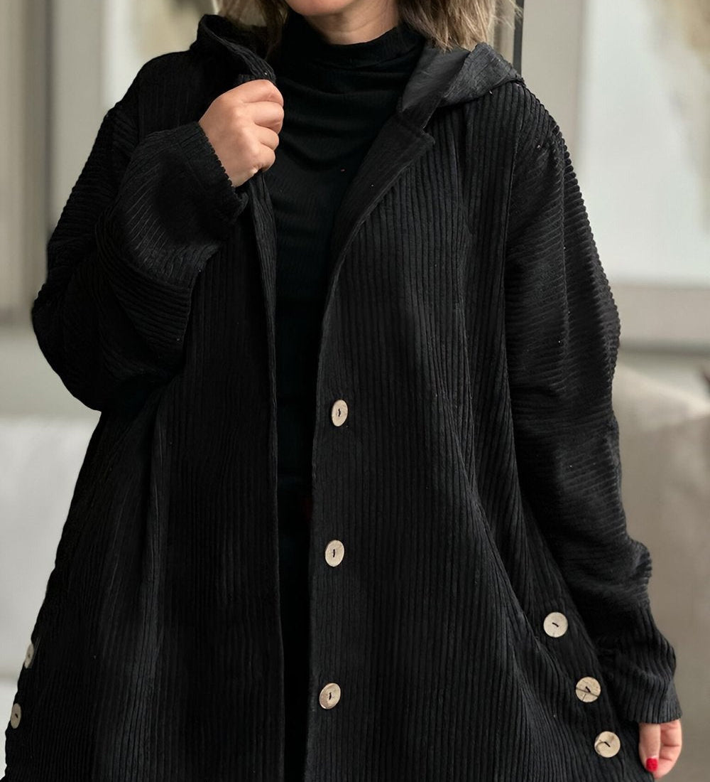 Abigail - Corduroy Hooded Cardigan
