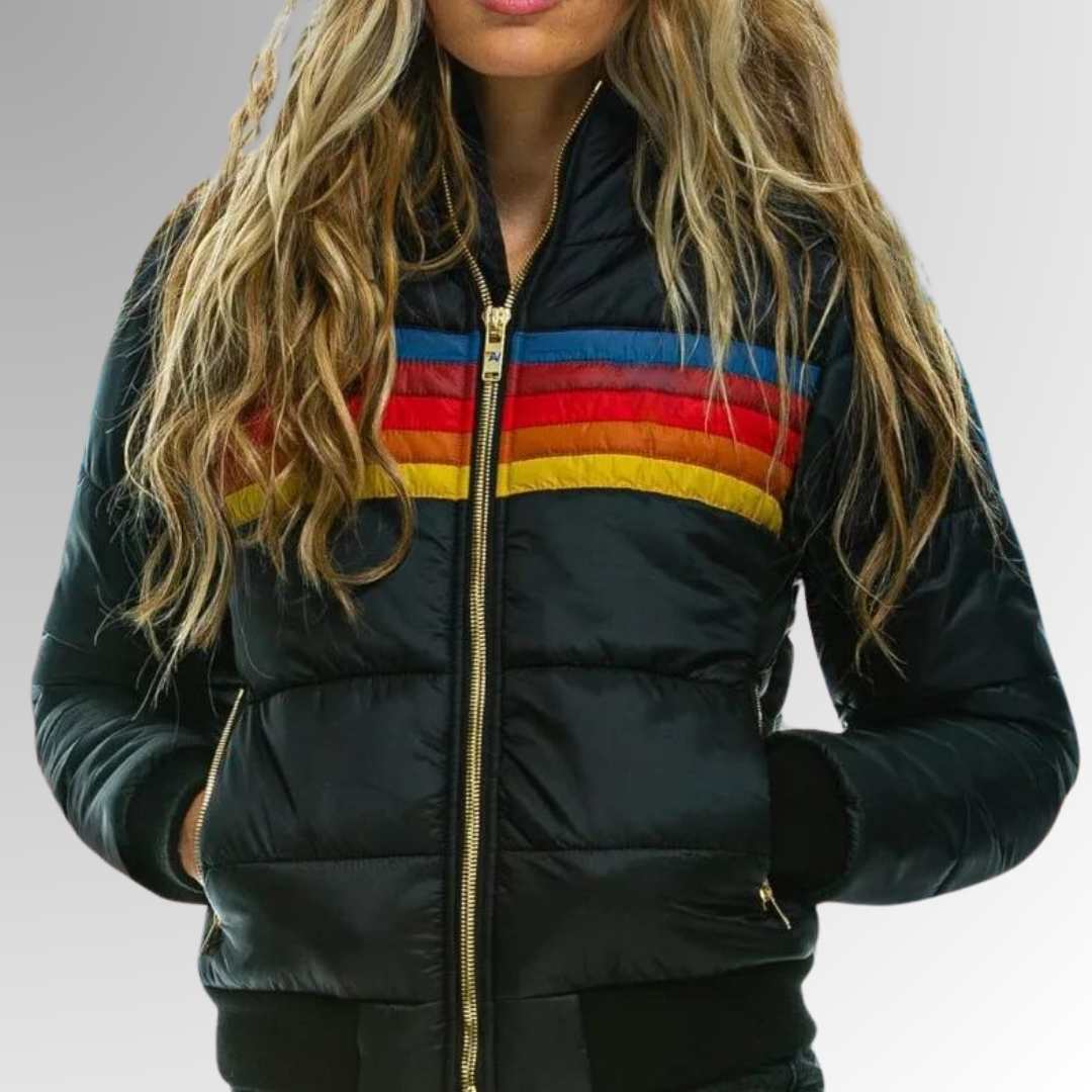 Chloe - Zip-Up Jacket with Rainbow Stripes