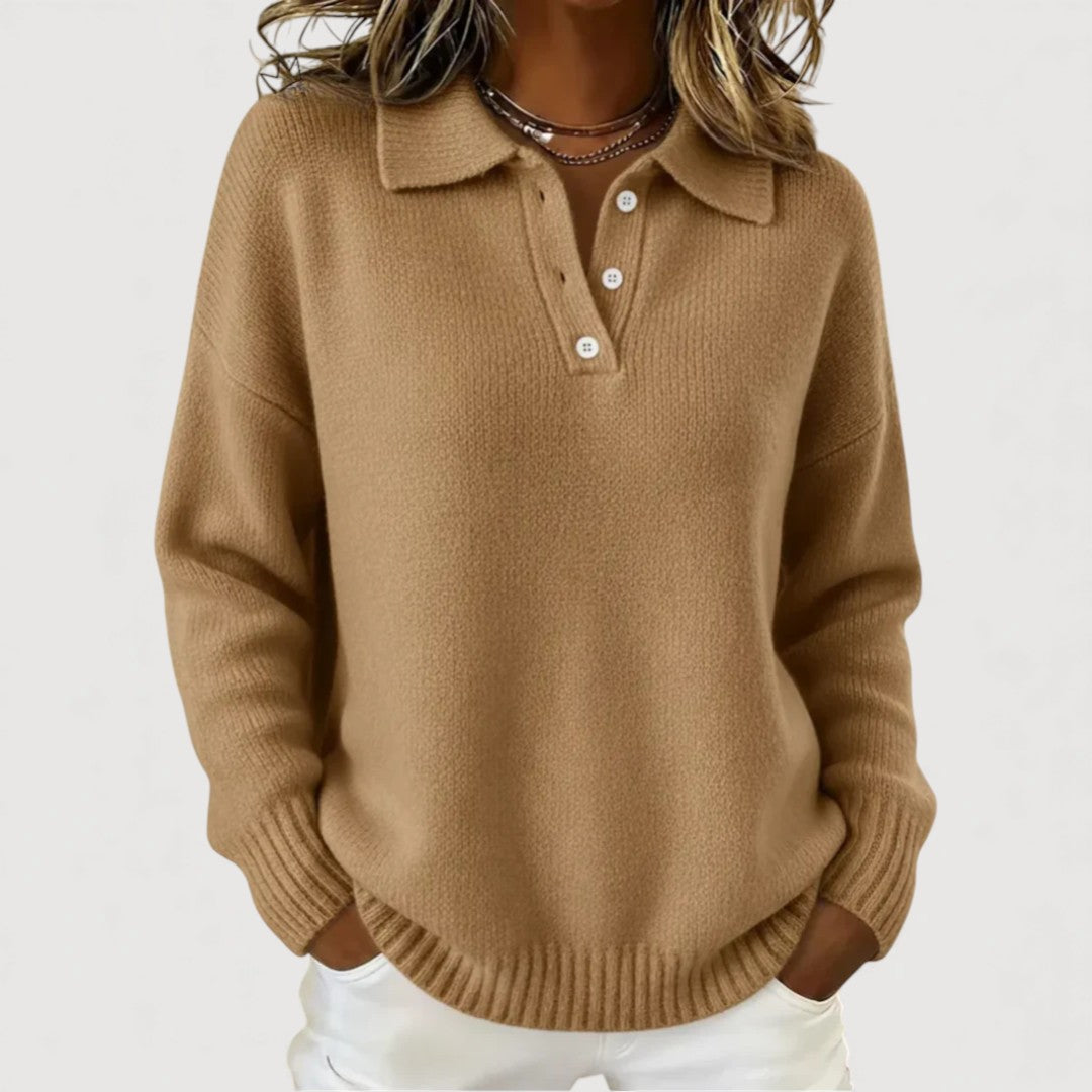 Tara - Cozy Collared Knit Sweater