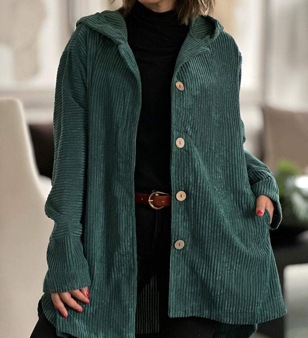 Abigail - Corduroy Hooded Cardigan