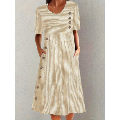 Josephine - Elegant Striped Summer Midi Dress