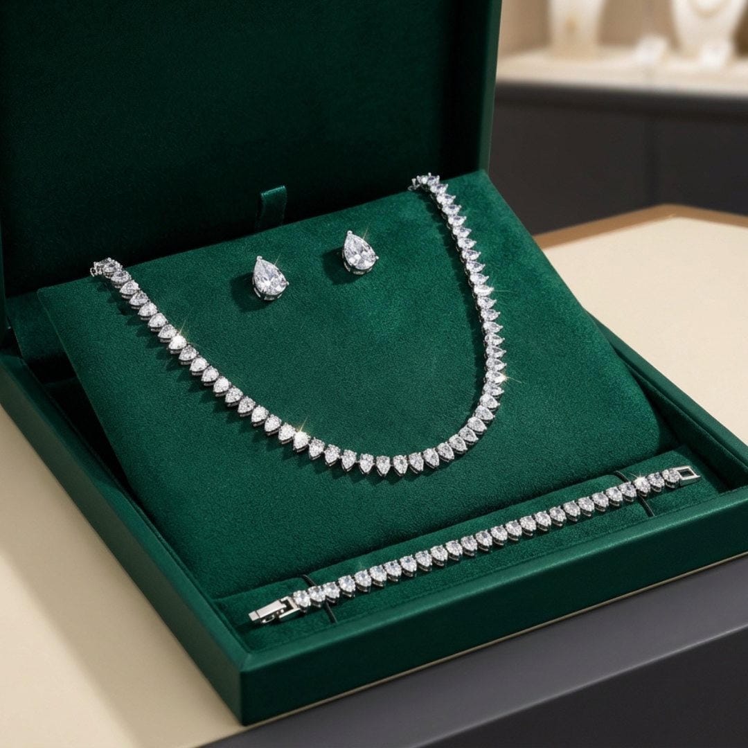 Gorgeous Clear Round Cubic Zirconia Bridal Full Set