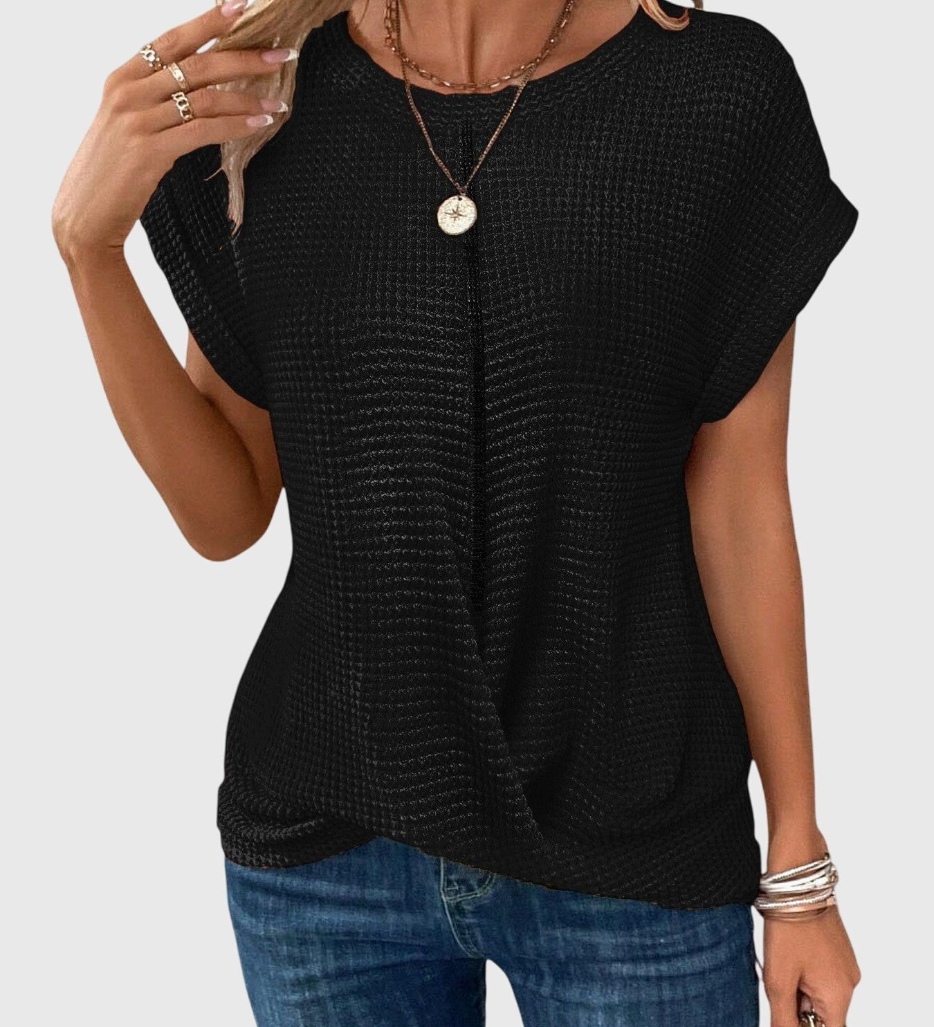 Grace - Elegant Blouse with Crew Neck