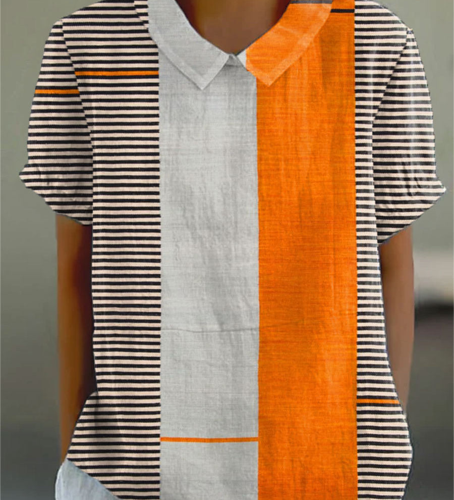 Leah - Striped Color Block Blouse