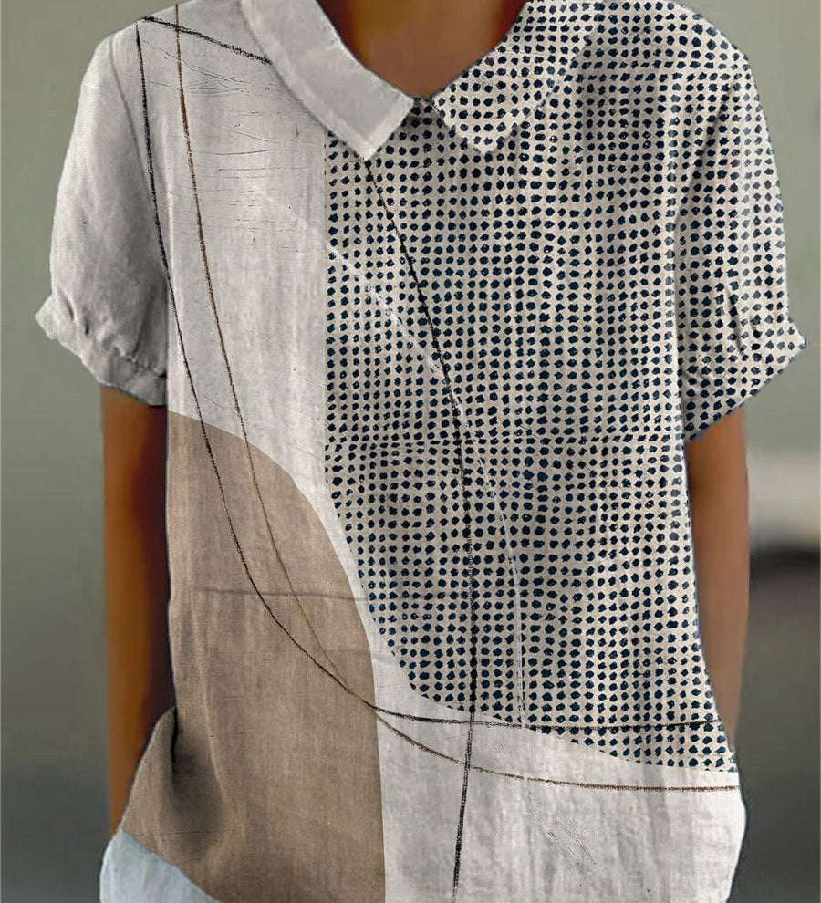 Amber - Blouse with Abstract Dots and Lines