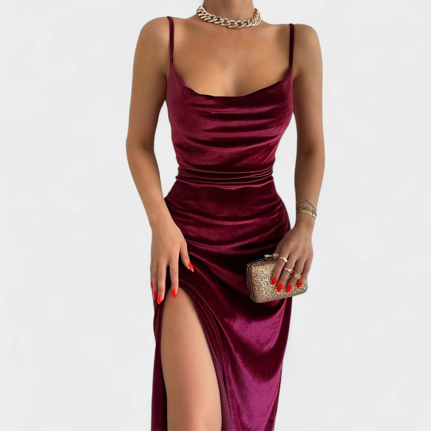 Taylor - Velvet Dress with Slit