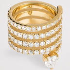 Antique Gold Zirconia Heart Wrap Ring