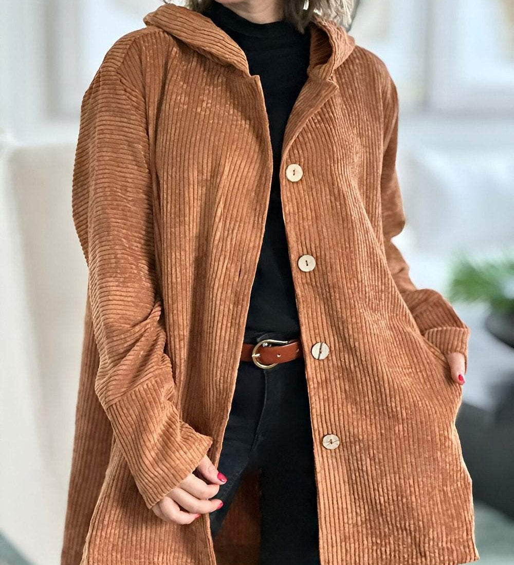 Abigail - Corduroy Hooded Cardigan