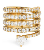 Antique Gold Zirconia Heart Wrap Ring