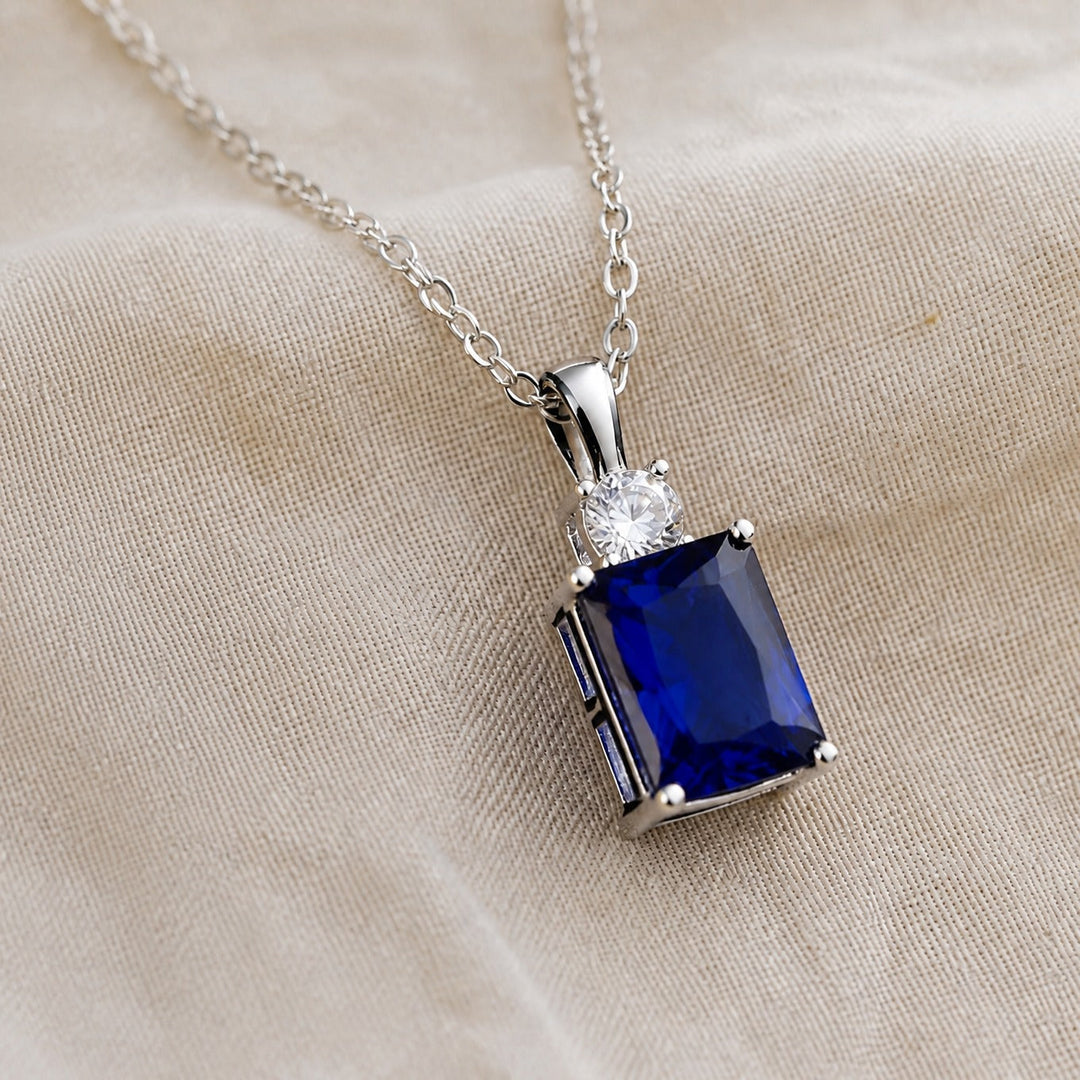 Minimalist Sapphire White Gold Necklace
