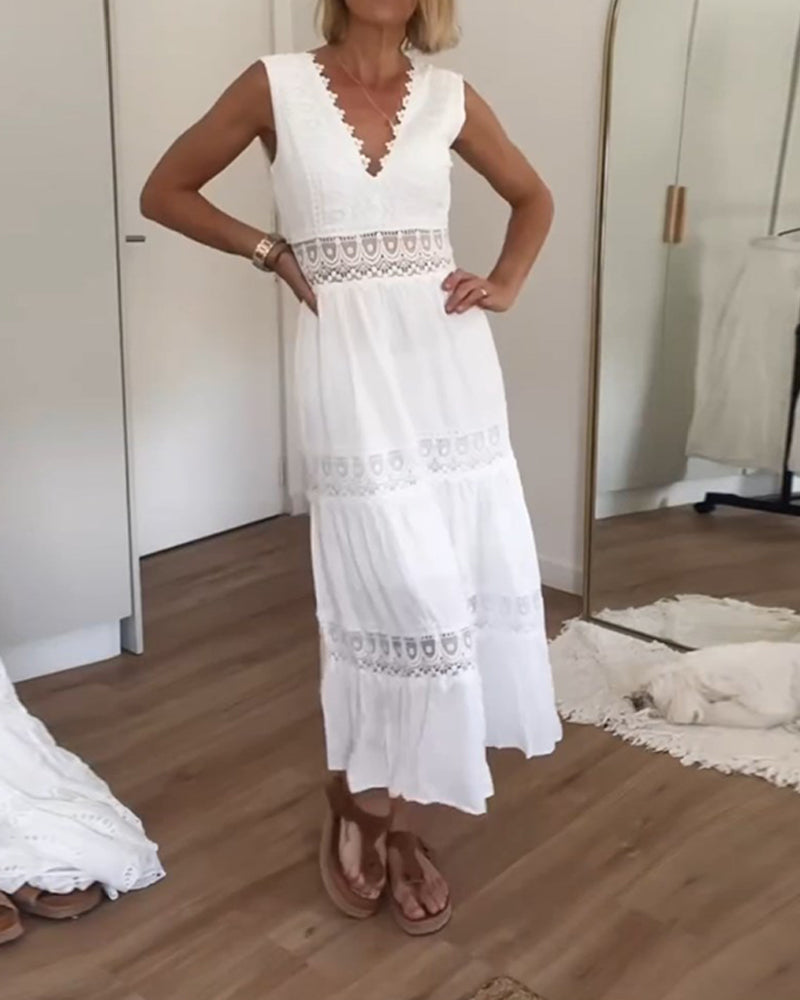 Juniper - Handcrafted Lace Dress with V-Neckline