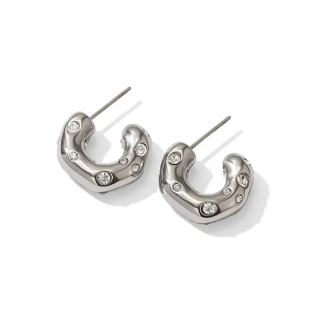 Shimmering Gold Zircon Circle Hoop Earrings