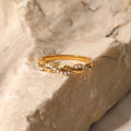 Dainty Gold Twisted Pearl Stacking Ring