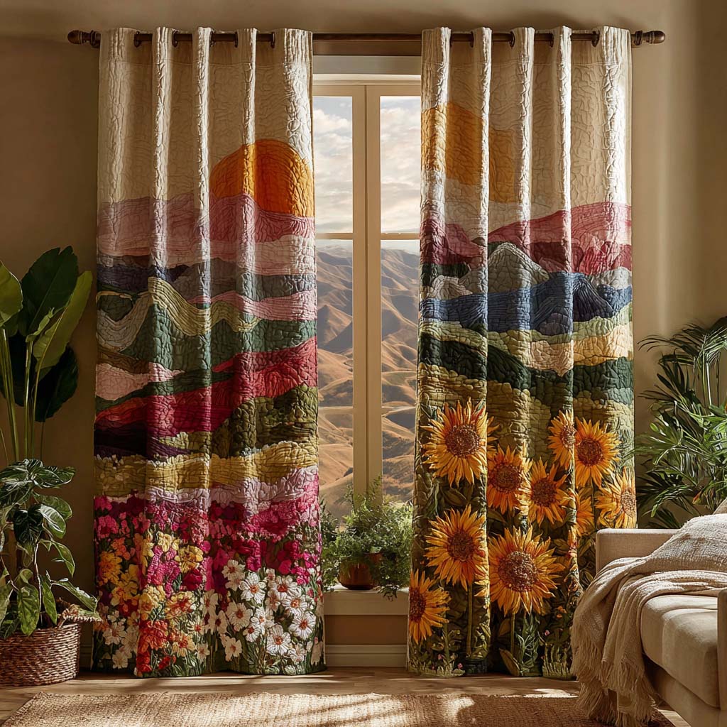 Amber Horizon Quilted Curtains NCU0HH1764
