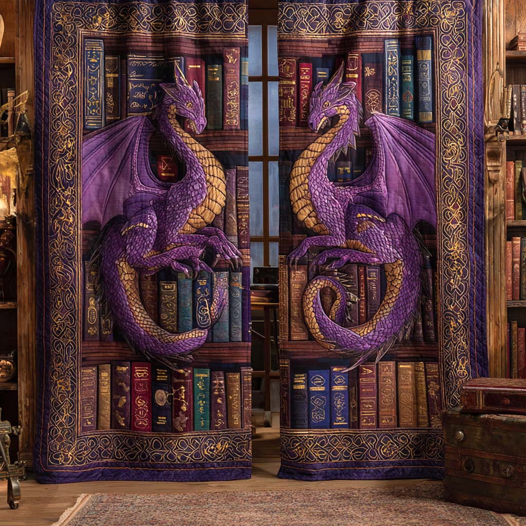 Amethyst Regal Dragons Quilted Curtains NCU0XD2178