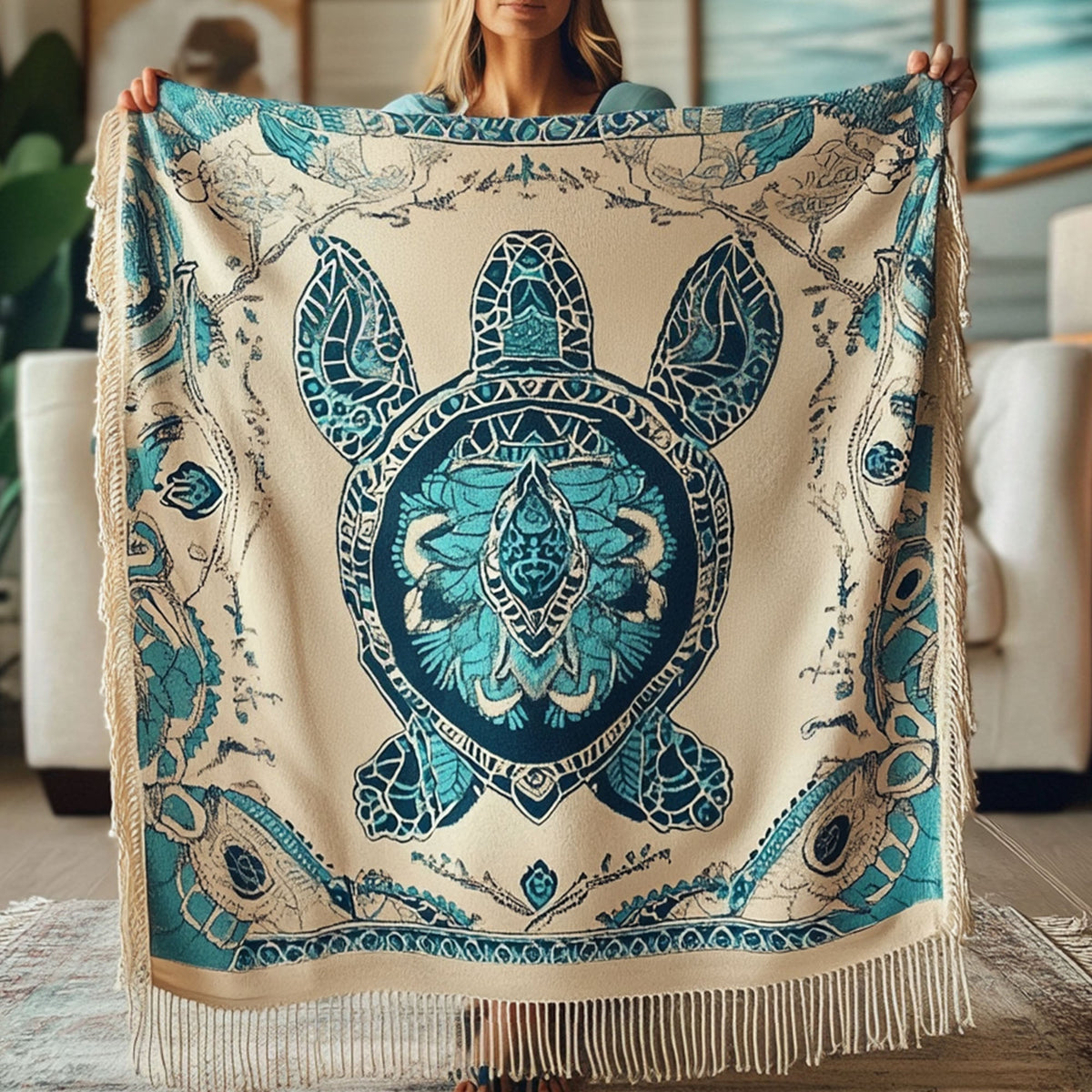 Ancient Swimmer Woven Sofa Blanket NCU0PT4940