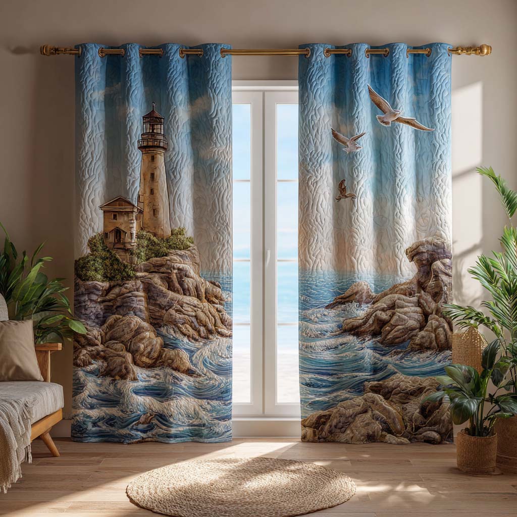 Azure Lighthouse Quilted Curtains NCU0HH1769