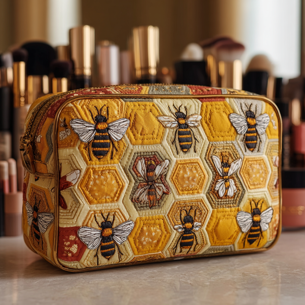 Bee Meadow Quilted Makeup Bag NCU0DK10416
