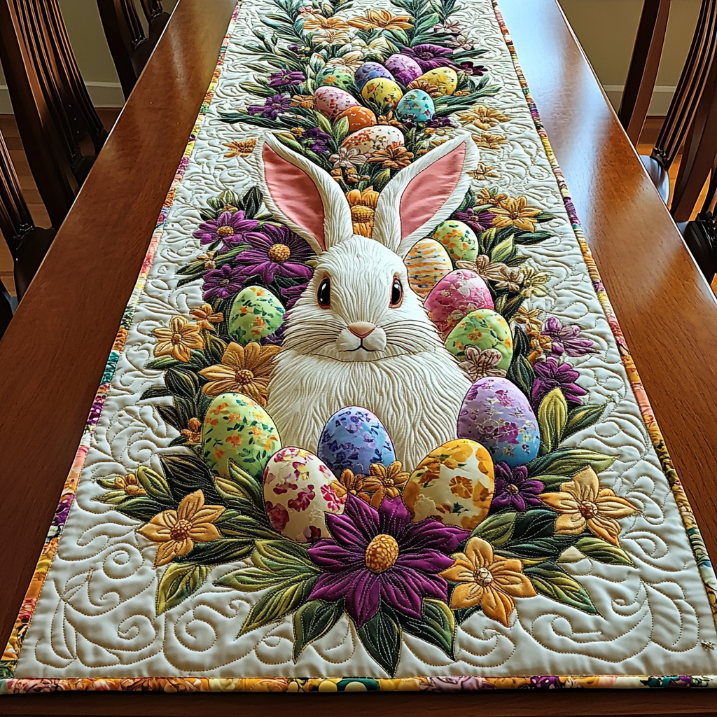 Blooming Bunny Quilted Table Runner NCU0DK5625