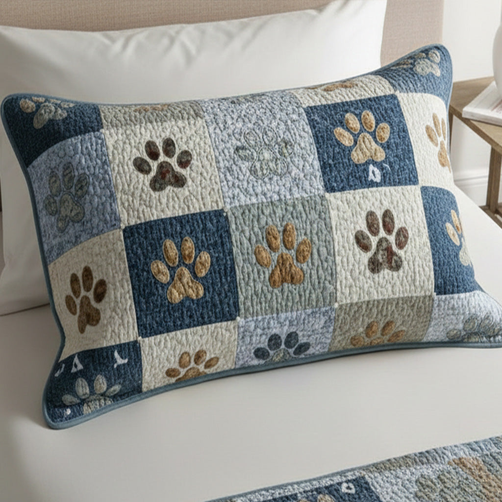Blue Meadow Paws Quilted Bedding Pillow Case NCU0NT11676