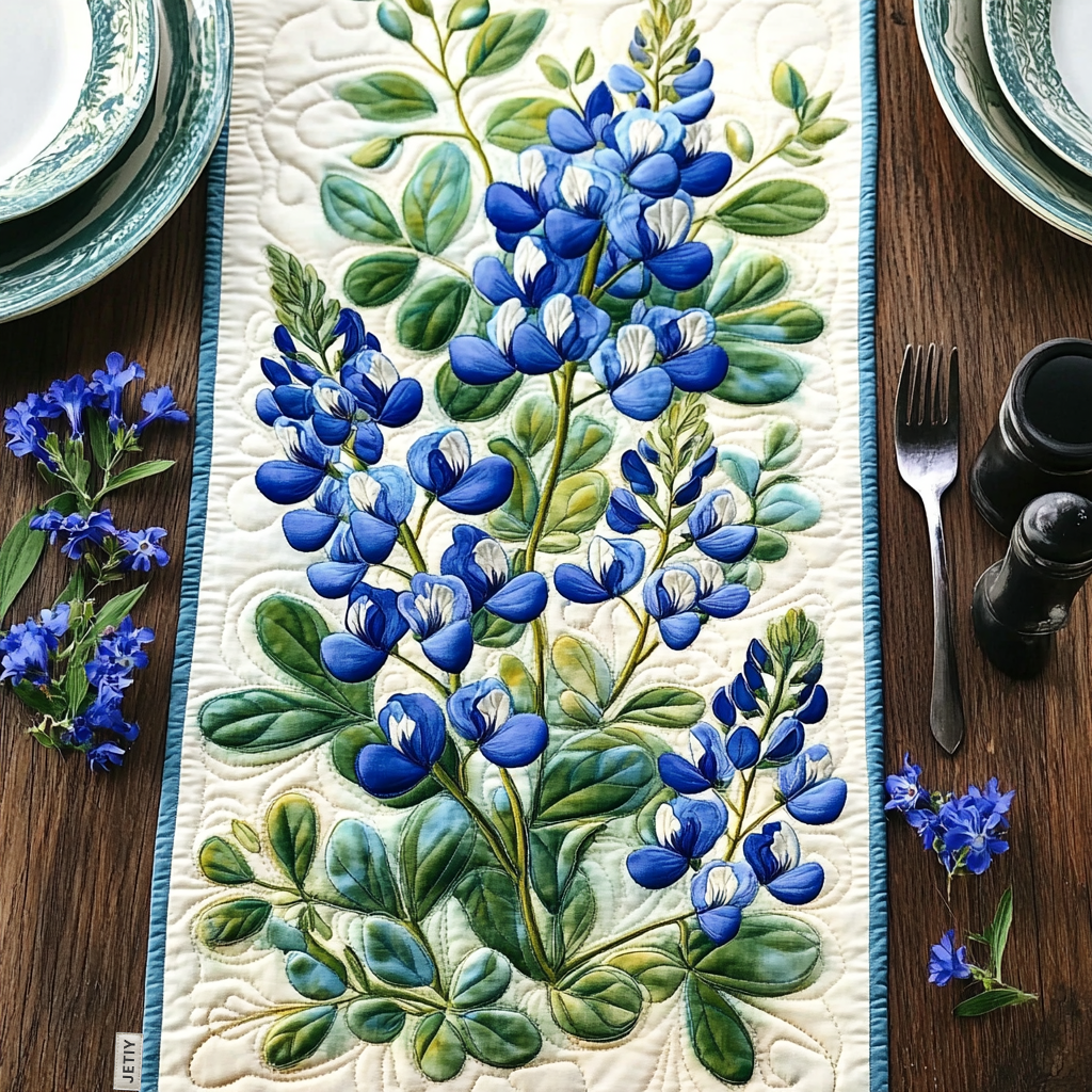 Bluebonnet Serenade Quilted Table Runner NCU0DV4464