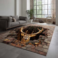 Brick Cave Deer Area Rug NCU0XD987