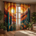 Cactus Sunset Bloom Quilted Curtains NCU0HH1483