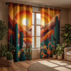 Cactus Sunset Bloom Quilted Curtains NCU0HH1483